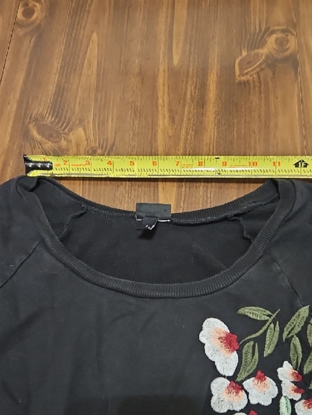torrid Black Sweatshirt with Pink & Green Floral Embroidery - Picture 6 of 10